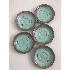 5 Adams Lowestoft Calyx Ware Lowestoft 6” Snack Saucer Plates EUC Vintage 1920s
